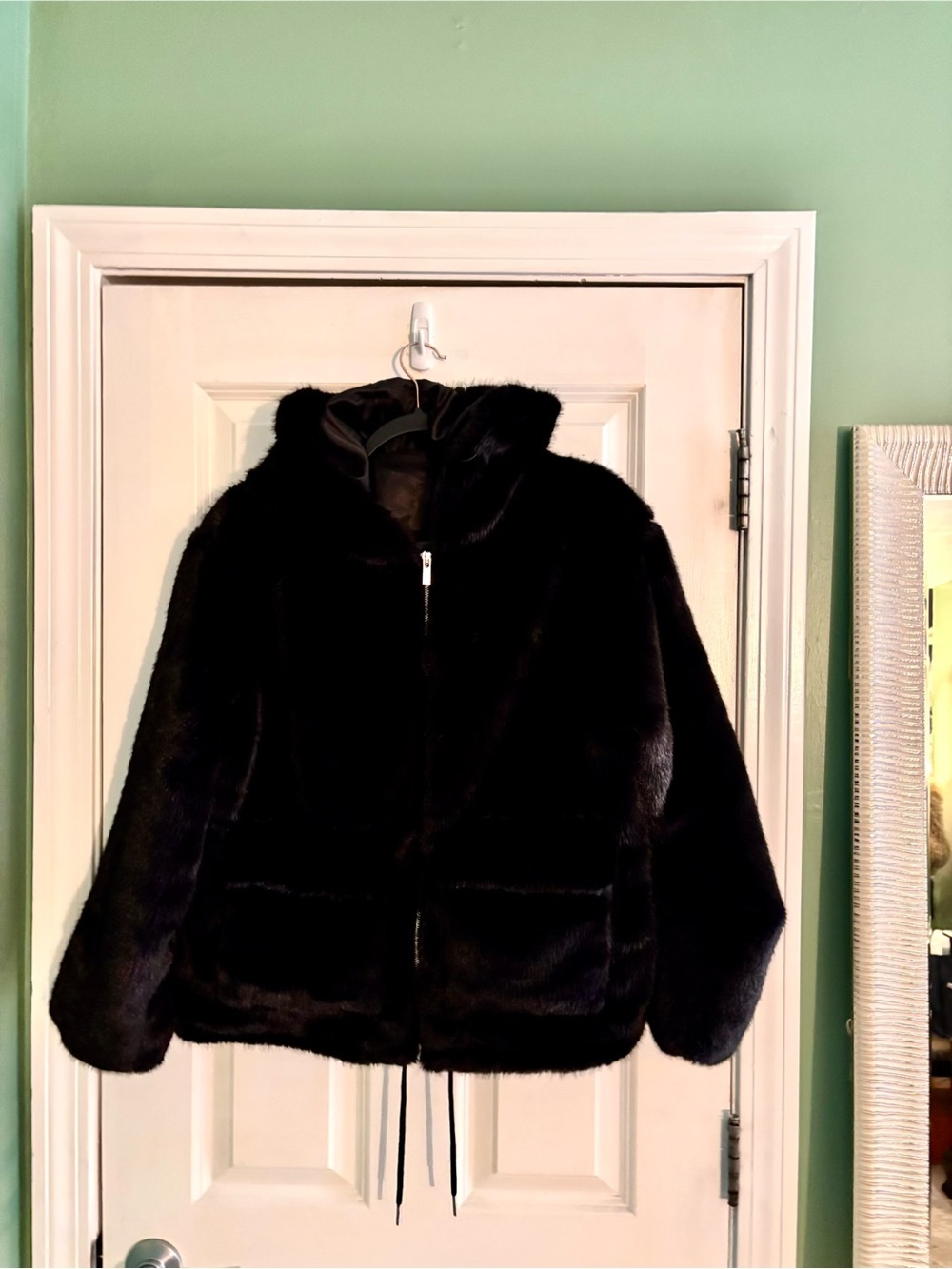 H&M Black Faux Fur Bomber Jacket